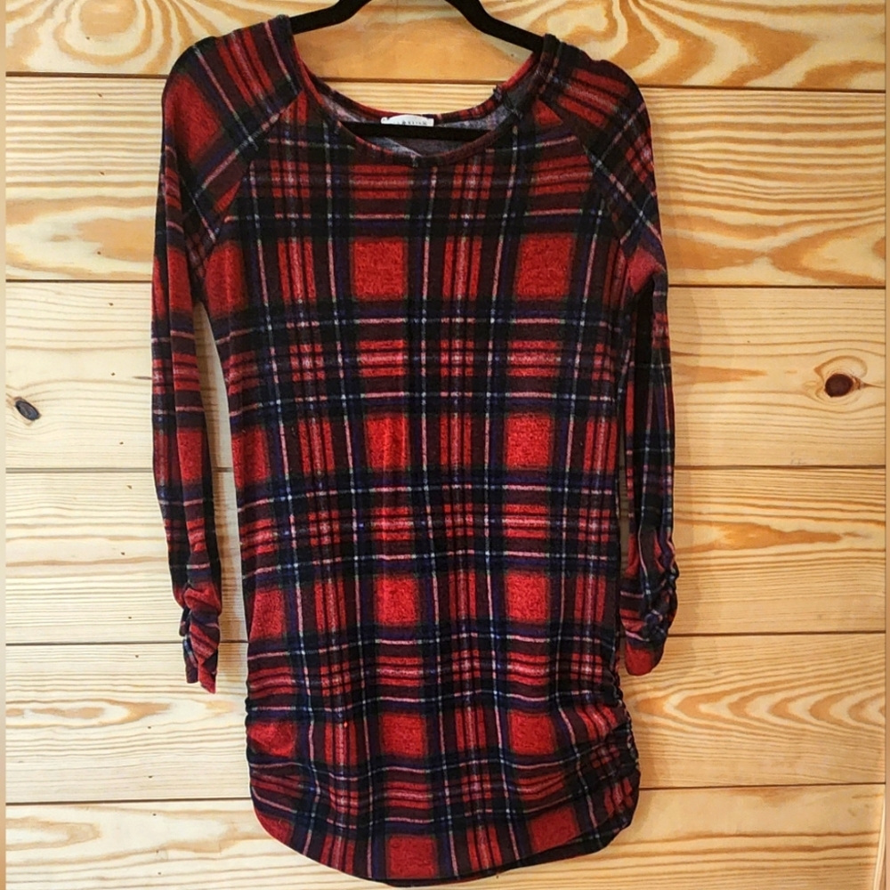 Red Plaid tunic sweater